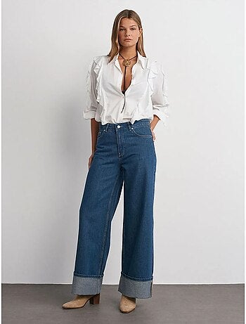 DILVIN Jean En Denim Coton À Taille Haute Et Jambe Large