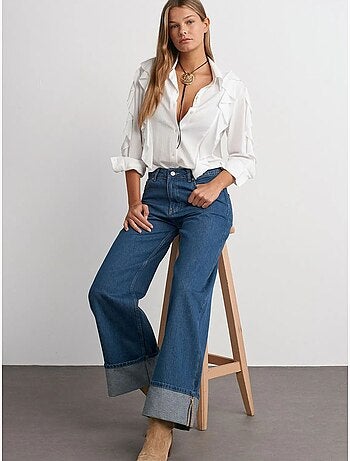 DILVIN Jean En Denim Coton À Taille Haute Et Jambe Large