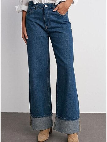 DILVIN Jean En Denim Coton À Taille Haute Et Jambe Large