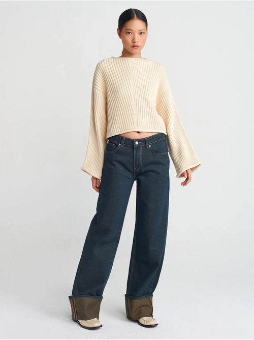 DILVIN Jean En Denim Coton À Taille Mi-haute Et Jambe Large - Kiabi DILVIN Jean En Denim Coton À Taille Mi-haute Et Jambe Large - Kiabi