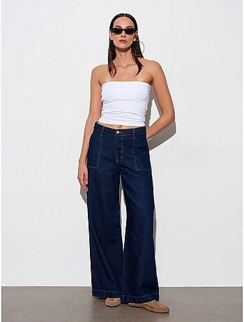 DILVIN Jean En Denim De Coton À Taille Haute Et Jambe Large