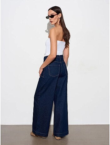 DILVIN Jean En Denim De Coton À Taille Haute Et Jambe Large