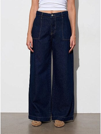DILVIN Jean En Denim De Coton À Taille Haute Et Jambe Large