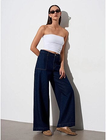 DILVIN Jean En Denim De Coton À Taille Haute Et Jambe Large