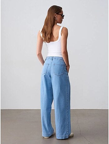 DILVIN Jean En Denim De Coton À Taille Haute Et Jambe Large