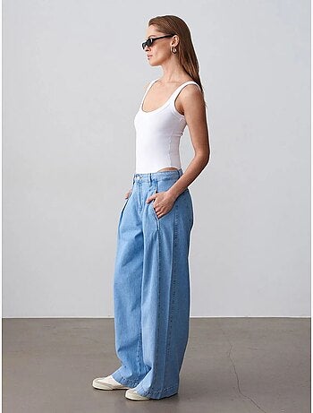 DILVIN Jean En Denim De Coton À Taille Haute Et Jambe Large