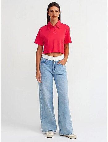 DILVIN Jean En Denim De Coton À Taille Haute Et Jambe Large