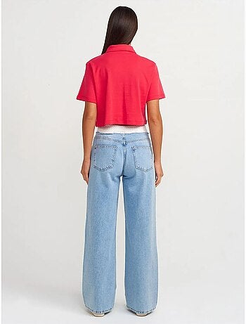 DILVIN Jean En Denim De Coton À Taille Haute Et Jambe Large