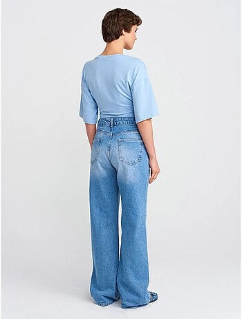 DILVIN Jean En Denim De Coton À Taille Haute Et Jambe Large