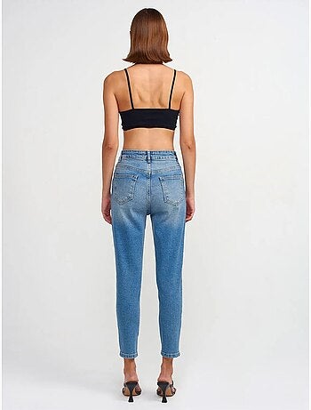 DILVIN Jean Femme Slim Droit Taille Haute