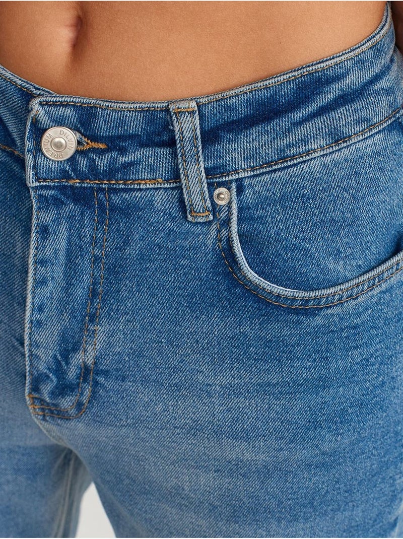 DILVIN Jean Femme Slim Droit Taille Haute Bleu roi - Kiabi