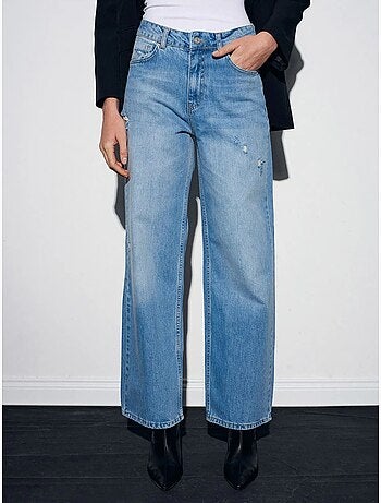 DILVIN Jean Femme Taille Haute À Jambe Droite