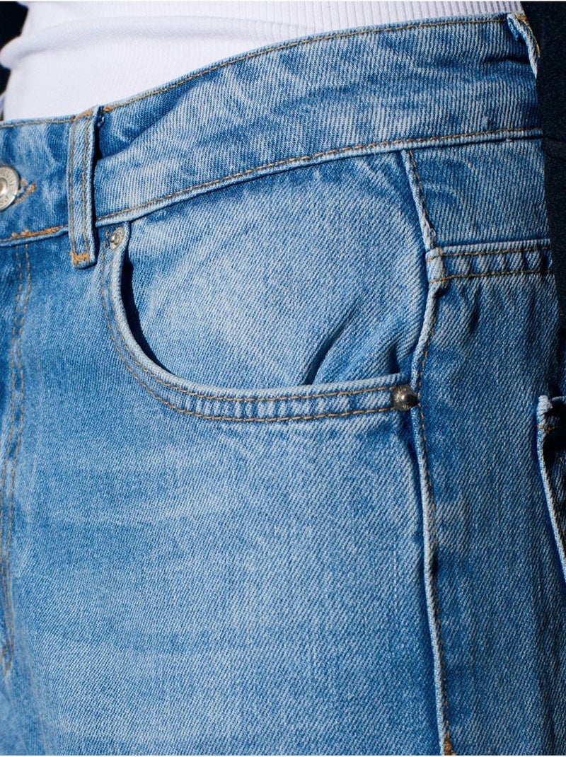 DILVIN Jean Femme Taille Haute À Jambe Droite Bleu roi - Kiabi