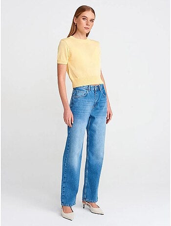 DILVIN Jean Femme Taille Haute À Jambe Large