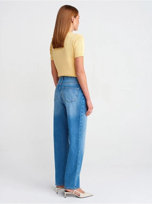 DILVIN Jean Femme Taille Haute À Jambe Large - Kiabi
