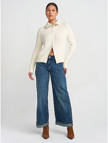 DILVIN Jean Femme Taille Haute À Jambe Large