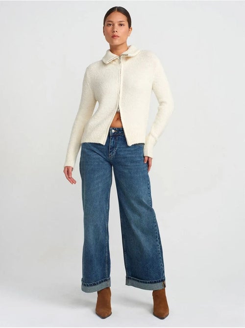 DILVIN Jean Femme Taille Haute À Jambe Large - Kiabi DILVIN Jean Femme Taille Haute À Jambe Large - Kiabi