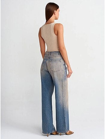 DILVIN Jean Femme Taille Haute À Jambe Large