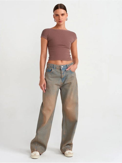 DILVIN Jean Femme Taille Mi-haute À Jambe Large - Kiabi DILVIN Jean Femme Taille Mi-haute À Jambe Large - Kiabi