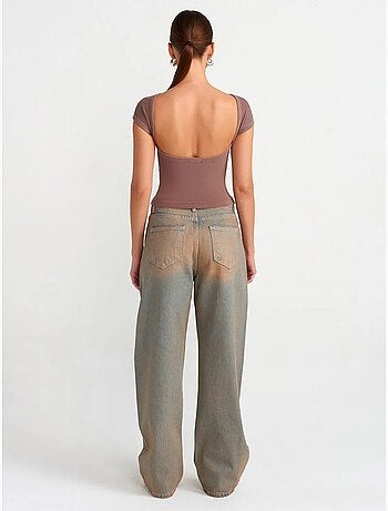 DILVIN Jean Femme Taille Mi-haute À Jambe Large