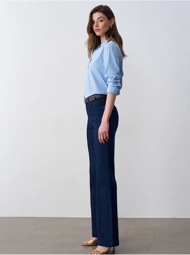 DILVIN Jean Flare Taille Haute Bleu outremer - Kiabi