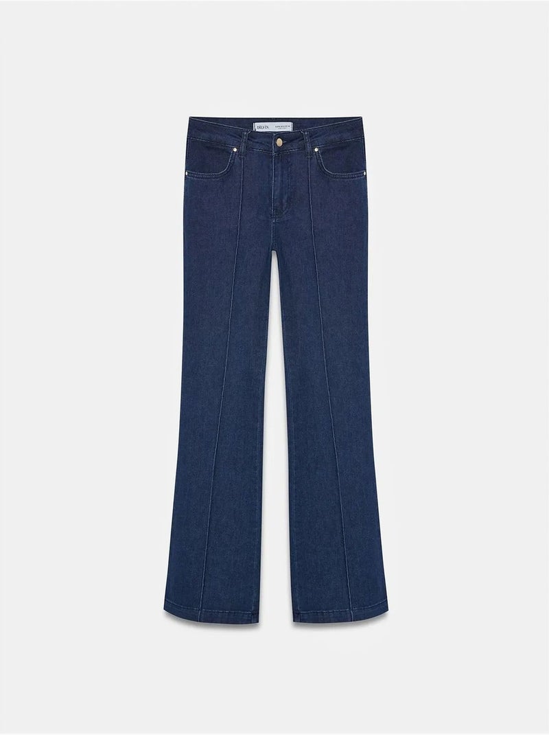 DILVIN Jean Flare Taille Haute Bleu outremer - Kiabi