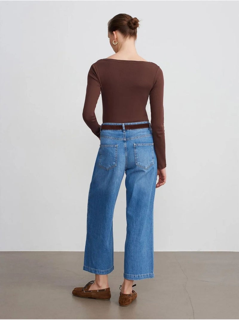 DILVIN Jean Large À Taille Haute Bleu saphir - Kiabi