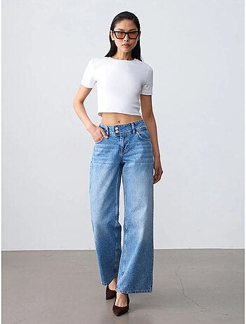 DILVIN Jean Large En Coton À Taille Haute