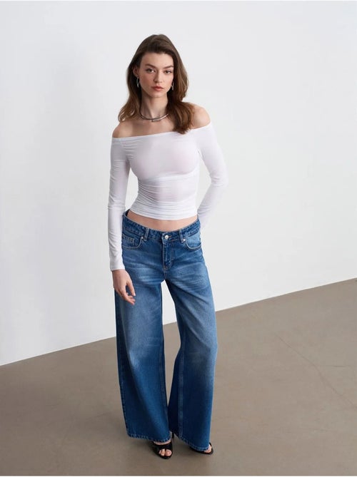 DILVIN Jean Large En Denim De Coton À Taille Basse - Kiabi DILVIN Jean Large En Denim De Coton À Taille Basse - Kiabi