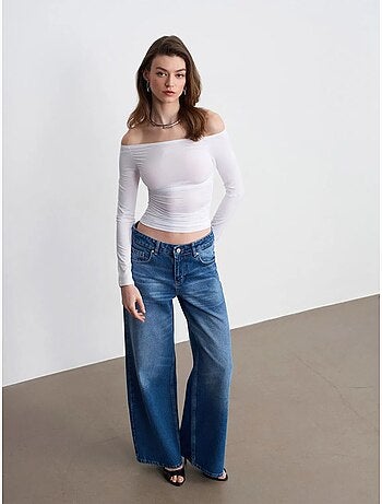DILVIN Jean Large En Denim De Coton À Taille Basse