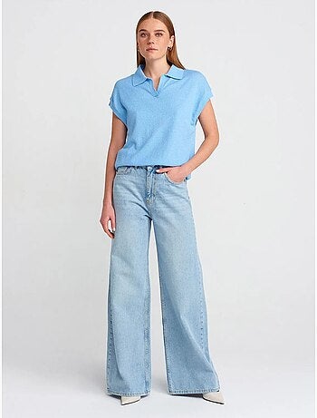 DILVIN Jean Large En Denim De Coton À Taille Haute