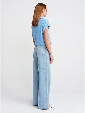 DILVIN Jean Large En Denim De Coton À Taille Haute