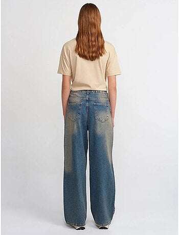 DILVIN Jean Large En Denim De Coton À Taille Haute