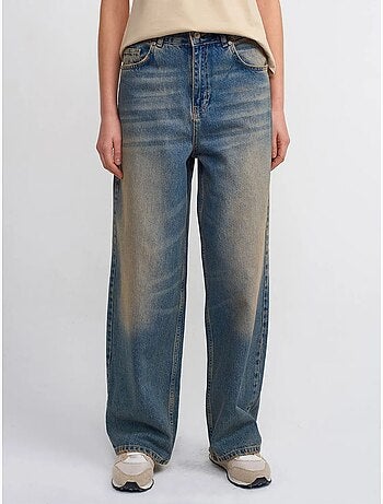 DILVIN Jean Large En Denim De Coton À Taille Haute
