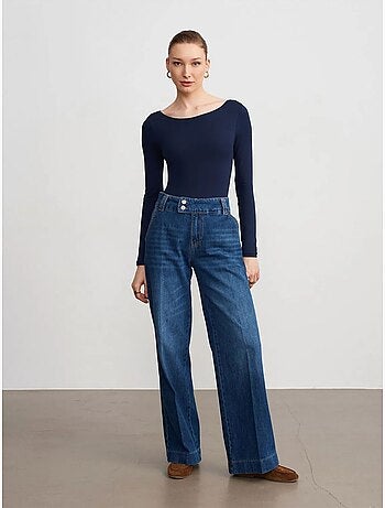 DILVIN Jean Large En Denim De Coton À Taille Haute