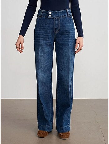 DILVIN Jean Large En Denim De Coton À Taille Haute