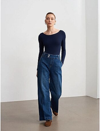 DILVIN Jean Large En Denim De Coton À Taille Haute