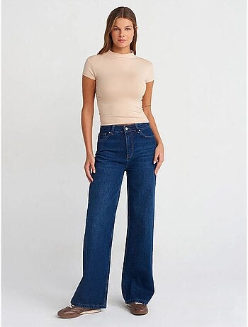 DILVIN Jean Large En Denim De Coton À Taille Haute