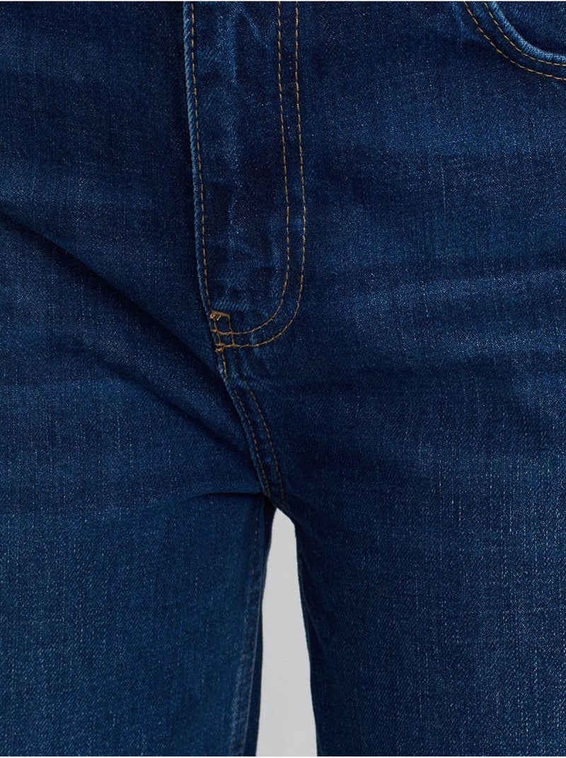 DILVIN Jean Large En Denim De Coton À Taille Haute Bleu roi - Kiabi
