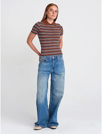 DILVIN Jean Large En Denim De Coton À Taille Haute