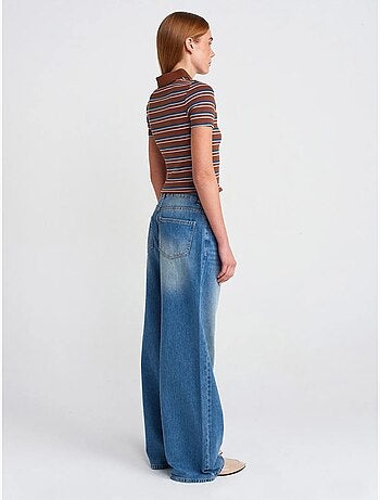 DILVIN Jean Large En Denim De Coton À Taille Haute