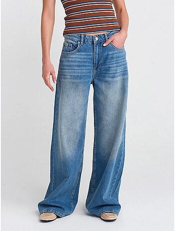 DILVIN Jean Large En Denim De Coton À Taille Haute