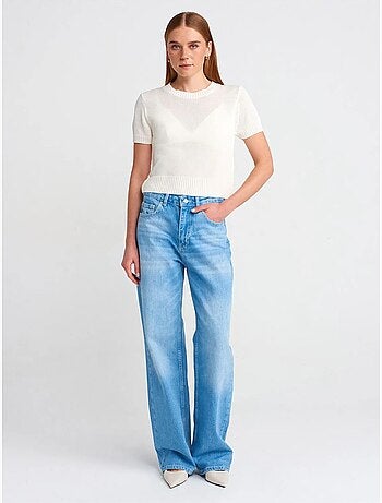 DILVIN Jean Large En Denim De Coton À Taille Haute