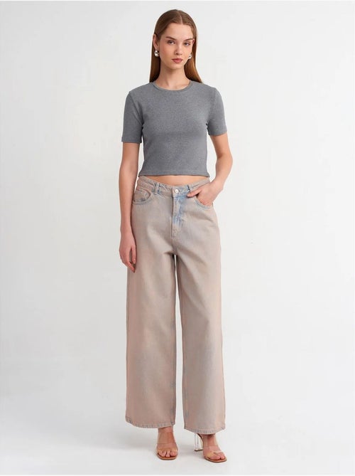 DILVIN Jean Large En Denim De Coton, Taille Haute - Kiabi DILVIN Jean Large En Denim De Coton, Taille Haute - Kiabi