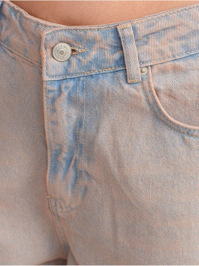 DILVIN Jean Large En Denim De Coton, Taille Haute Beige argile - Kiabi