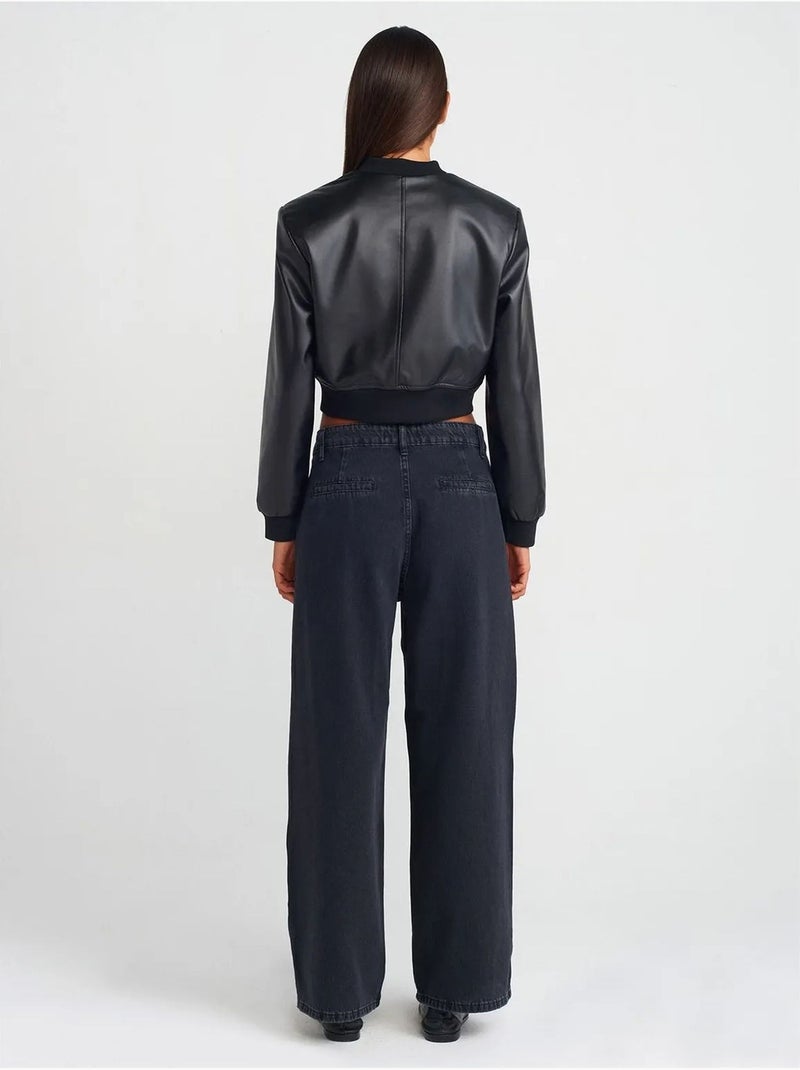 DILVIN Jean Large En Denim De Coton, Taille Haute Bleu outremer - Kiabi