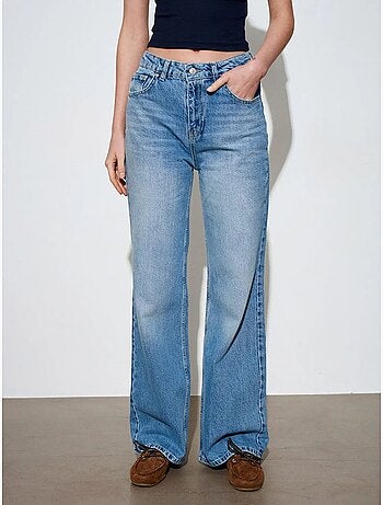 DILVIN Jean Large En Denim De Coton, Taille Haute