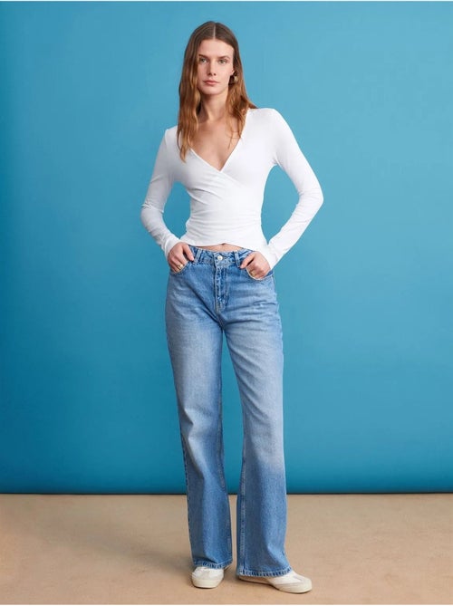 DILVIN Jean Large En Denim De Coton, Taille Haute - Kiabi