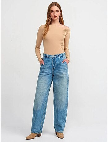 DILVIN Jean Large En Denim De Coton, Taille Haute