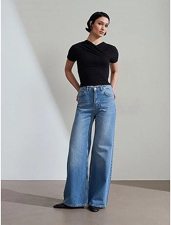 DILVIN Jean Large En Denim De Coton, Taille Haute